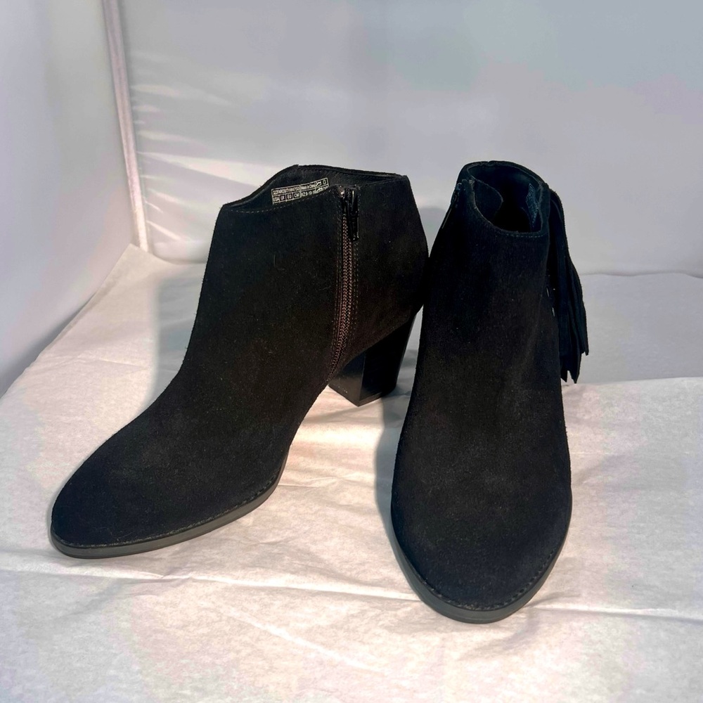 Vionic Womens Upright Faros Fringe Boots BLACK W9